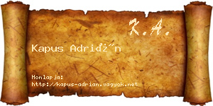 Kapus Adrián névjegykártya